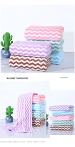 Coral fleece towel soft absorbent chevron patterned bath towel colorful home daily use