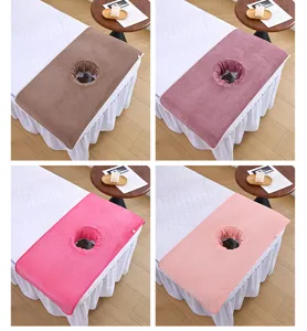 Thick coral fleece massage bed cover with face hole beauty salon table cloth soft durable