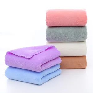 Soft Coral Fleece Face Towel Thickened Highly Absorbent Washcloth For Bathroom Hotel Home Daily Use