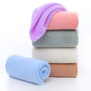 Soft coral fleece towel set, thick and absorbent face and bath towels for home use.