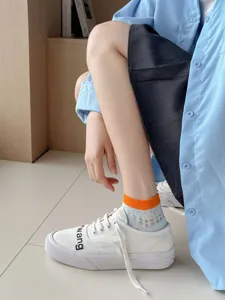 Women summer mesh short socks color-blocking breathable casual sweet style ankle socks daily wear