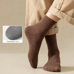 Unisex Solid Color Mid Tube Socks Cotton Breathable Deodorant Casual Long Socks For Daily Athletic Wear