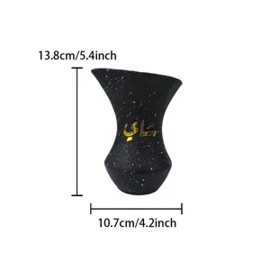 Harz Taille Weihrauchbrenner mit Gold arabische Kalligraphie schwarzes Design 13.8cm