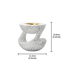 Bruciatore di incenso in resina con design creativo vista dettagliata delle dimensioni.