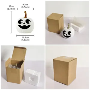 Halloween white resin pumpkin ornament with gift box packaging for home desktop decoration