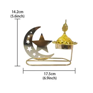 Gold hollow star moon incense burner arabic metal censer tabletop home decor display item