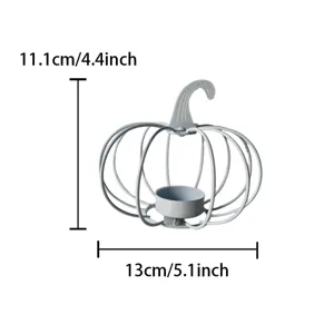 Iron pumpkin candle holder for Halloween decoration, indoor table centerpiece 13x11cm