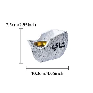 Resin boat shape incense burner with Arabic calligraphy design for modern home decor.