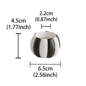 Halloween resin pumpkin candle holder black and white striped table decor item piece
