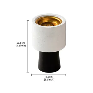 Modern ceramic incense burner with gold inner bowl, stylish home decor censer 13.5x8.5cm