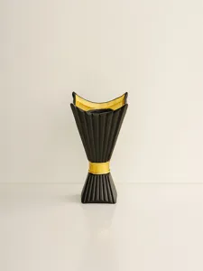 Middle Eastern black gold incense burner candle holder vintage table decor aesthetic detail view