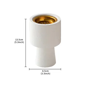 Modern ceramic incense burner with gold metal cup home aroma diffuser decoration 13.5cm