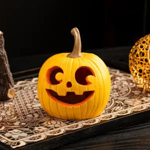 Halloween resin pumpkin decoration tabletop ornament yellow cute festival home decor main view