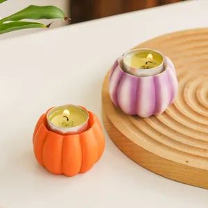 Resin small pumpkin candle holder for Halloween festival tabletop home decor ornament