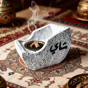 Creative resin boat-shaped censer Arabic calligraphy incense burner for home decor