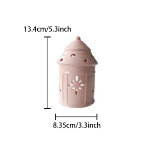 Bougeoir maison creux en ceramique rose decoration de table moderne art nordique style