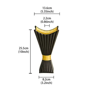 Detailed view of the black and gold Middle Eastern candle holder with precise dimensions.