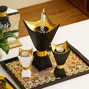 Middle Eastern Style Resin Square Corner Chalet Candlestick Arabic Aromatherapy Candle Holder Home Tabletop Decoration