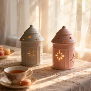Bougeoir maison creux en ceramique pour table a manger moderne et decoration de mariage