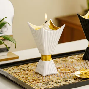 Middle Eastern style ceramic candle holder chalice censer for home tabletop decor and scented candles