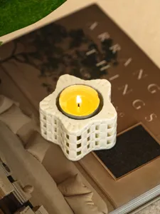 Minimalistischer 3D gedruckter Stern Kerzenhalter Keramik hohle Skulptur für Heimdekoration.