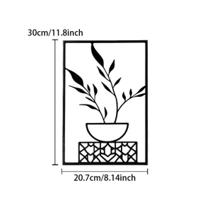 Minimalist metal wall art modern plant pot iron hanging decor for home room interior design