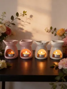 Bruciatore di oli essenziali cuore ceramica portacandela romantico decorazione casa