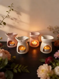 Portacandele per aromaterapia in ceramica a forma di cuore, tazza diffusore decorazione nozze.