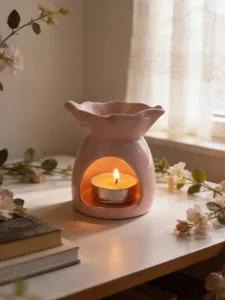 Brucia essenze ceramica rosa portacandela romantico cuore scaldacera decorazione casa.