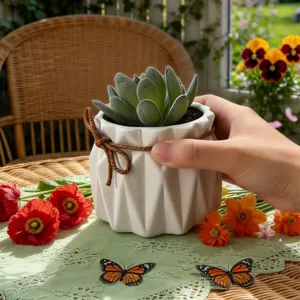 Plantes Succulentes Artificielles en Pot Pot de Fleur en Céramique Décoration de Bureau à Domicile Ensemble de Plantes Vertes