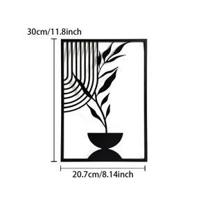 Metal wall art iron decor abstract plant hanging ornament for home living room design