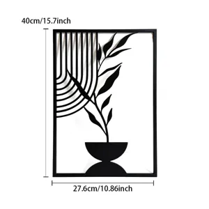 Modern metal wall art decor black iron leaf sculpture hanging for home living room decor