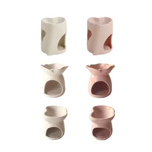 Set di portacandele aroma cuore in ceramica, bruciatore di olio profumato per arredo.
