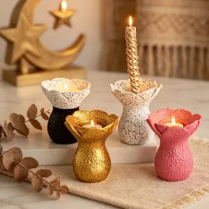 Minimalist Resin Flower Candle Holder Nordic Art Aromatherapy Candlestick Home Desktop Decoration Crafts