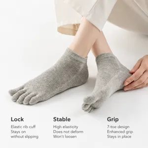Unisex Tinta Unita Traspirante Assorbente Cotone Calze a Dita Corte Casual Sportive Cinque Dita Calze