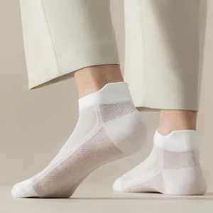 Men summer breathable mesh low cut white boat socks casual sports athletic ankle socks