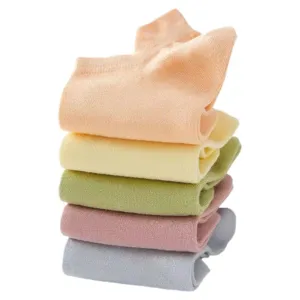Women solid color summer short socks boat socks breathable anti slip invisible socks 5 pairs