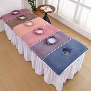 Thickened Coral Fleece Beauty Salon Towel Soft Absorbent Face Towel with Facial Breathing Hole for Massage Bed