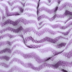 Purple white wave coral fleece bath towel soft absorbent plush home hotel shower towel