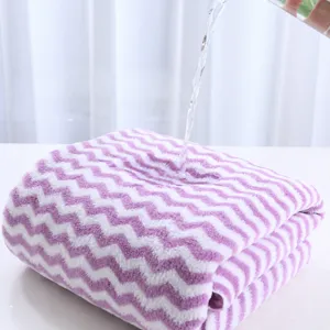 Coral fleece wavy bath towel soft absorbent thick home hotel towel beach towel white purple