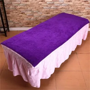 Premium microfiber massage bed cover set purple top pink skirt salon spa beauty table sheet