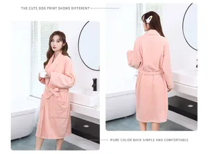 Unisex koraal fleece badjas roze comfortabele huisdieren loungewear nachtkleding voor herfst lente