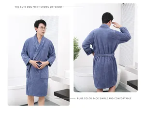 Gedetailleerd overzicht koraal fleece badjas man vrouw zacht warm pluche thuis douche kleding