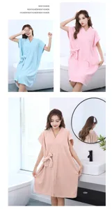 Robe de bain gaufrée pour femme douce absorbante jupe de bain portable maison hôtel spa