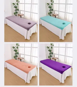 Thickened microfiber massage table cover beauty salon bed sheet with face hole soft spa bed linen