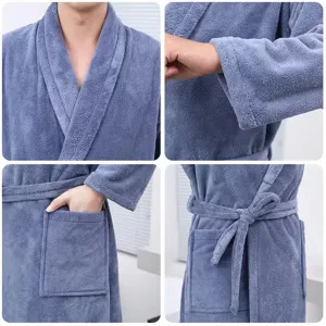 Koraalfleece paar badjas zacht warme badhanddoek voor thuis dagelijks gebruik en comfort