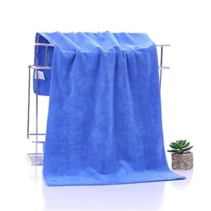 Soft absorbent blue towel detail shot for salon and bathroom use, thick and comfortable.