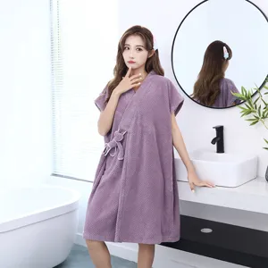 Femme serviette de bain portable douce absorbante peignoir gaufré maison hôtel douche usage