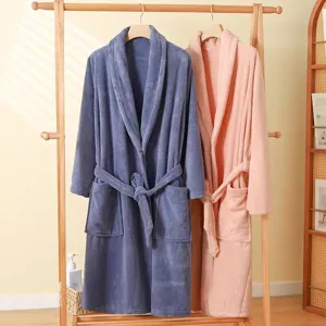 Koraal fleece koppel badjas zacht draagbare handdoek comfortabele thuis slaapkleding badjas