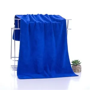 Soft absorbent blue towel detail shot, comfortable texture for salon or daily bathroom use.